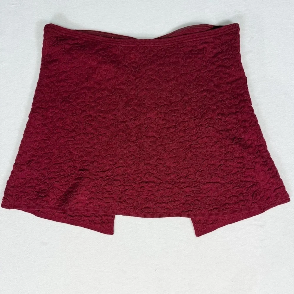 Celandine Dark Red Textured Knit Skirt & tube top Set XL Ribbed Slit Midi Skirt